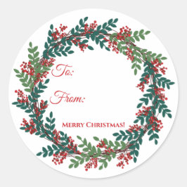 Green Red Berry Wreate kerstcadeautje Sticker