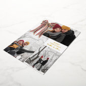 Green Red Big Striped Bow Merry Christmas Photo Folie Feestdagenkaart (Gedraaid)