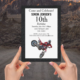 Green Red Bike Sports Boy Birthday Invitations Kaart