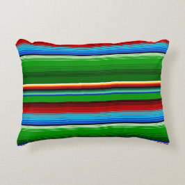 Green Red Blue Mexican Sarape Accent Kussen