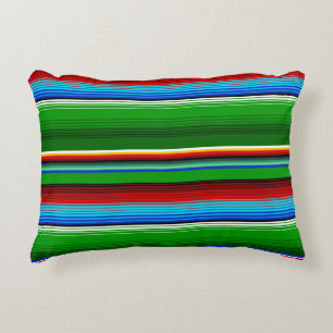 Green Red Blue Mexican Sarape Accent Kussen