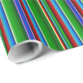 Green Red Blue Mexican Sarape Cadeaupapier (Rol Hoek)