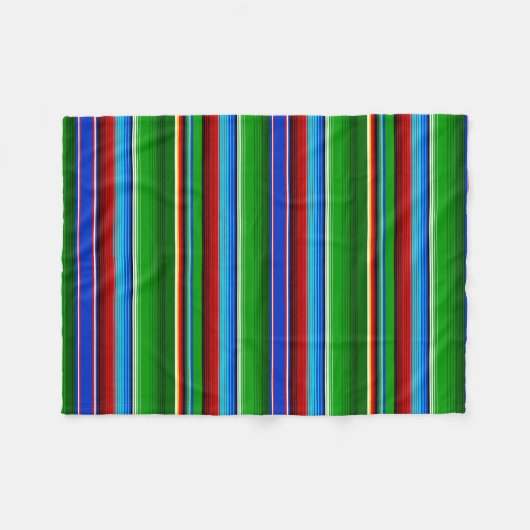 Green Red Blue Mexican Sarape Fleece Deken (Voorkant (Horizontaal))