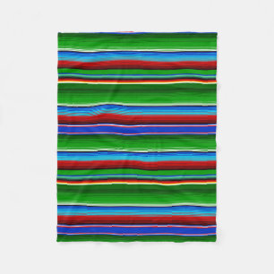 Green Red Blue Mexican Sarape Fleece Deken