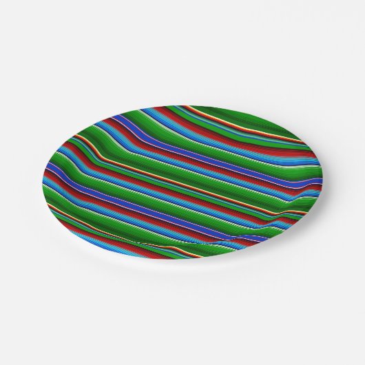 Green Red Blue Mexican Sarape Papieren Bordje (Gekanteld)