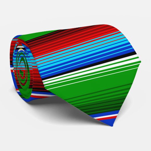 Green Red Blue Mexican Sarape Stropdas (Opgerold)