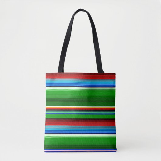 Green Red Blue Mexican Sarape Tote Bag (Voorkant)