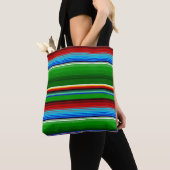 Green Red Blue Mexican Sarape Tote Bag (Dichtbij)