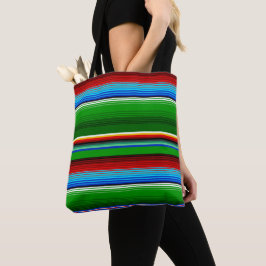 Green Red Blue Mexican Sarape Tote Bag