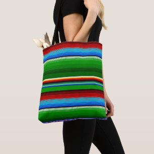 Green Red Blue Mexican Sarape Tote Bag