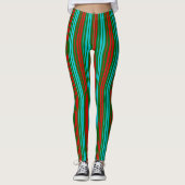 Green Red Blue Stripes Pattern   Leggings (Voorkant)