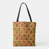 Green, Red, Brown Mosaic Design Tote Bag (Achterkant)