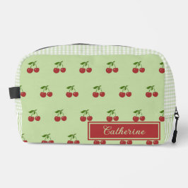 Green & Red Cherry Gingham Pattern Simple Fruit Toilettasje