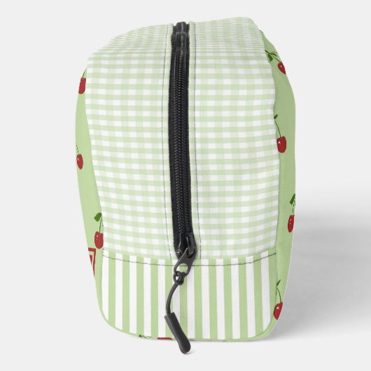 Green & Red Cherry Gingham Pattern Simple Fruit Toilettasje (Rechts)