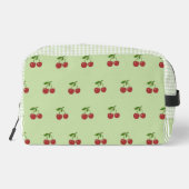 Green & Red Cherry Gingham Pattern Simple Fruit Toilettasje (Achterkant)