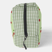 Green & Red Cherry Gingham Pattern Simple Fruit Toilettasje (Rechts)