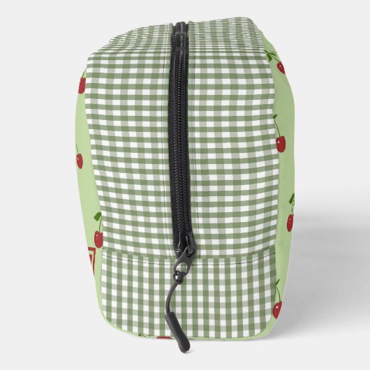 Green & Red Cherry Gingham Pattern Simple Fruit Toilettasje (Rechts)