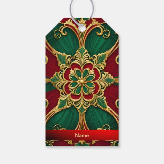 Green Red Christmas Holiday Gift Label Cadeaulabel (Voorkant)