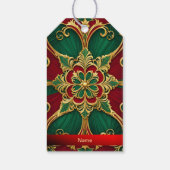 Green Red Christmas Holiday Gift Label Cadeaulabel (Achterkant)