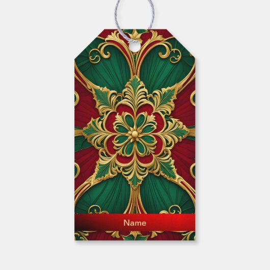 Green Red Christmas Holiday Gift Label Cadeaulabel (Achterkant)