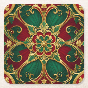 Green Red Christmas Holiday Paper Onderzetter