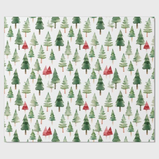 Green Red Christmas Trees Cadeaupapier (Vlak)