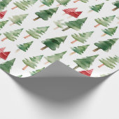 Green Red Christmas Trees Cadeaupapier (Hoek)