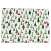 Green Red Christmas Trees Groot Cadeauzakje (Achterkant)