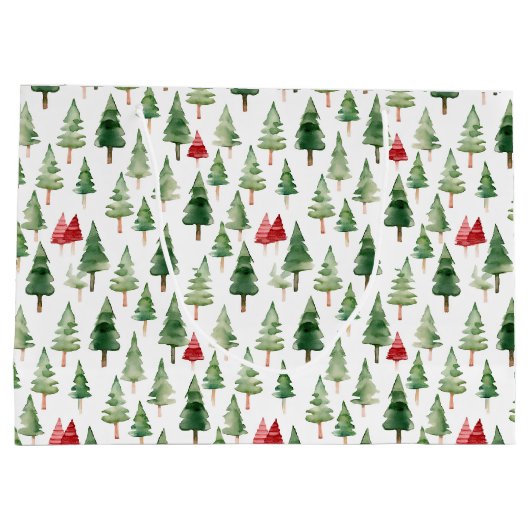 Green Red Christmas Trees Groot Cadeauzakje (Achterkant)