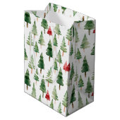 Green Red Christmas Trees  Medium Cadeauzakje (Achterkant Gekanteld)