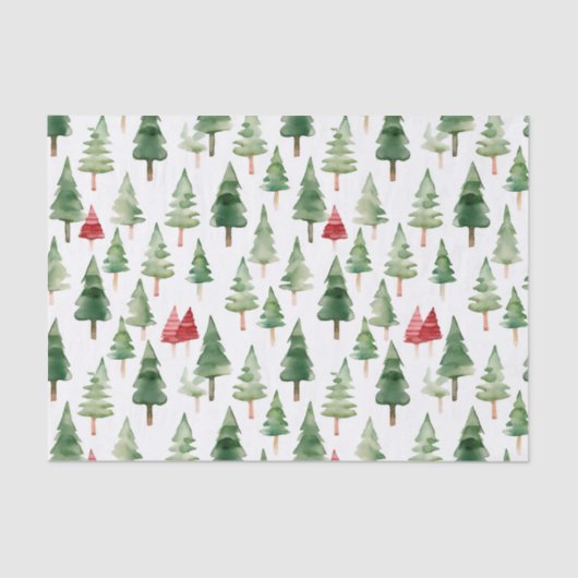 Green Red Christmas Trees Tissuepapier (Voorkant)