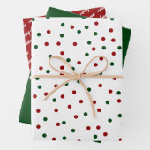 Green Red Confetti Polka Dot Merry kerst Inpakpapier Vel (In situ)