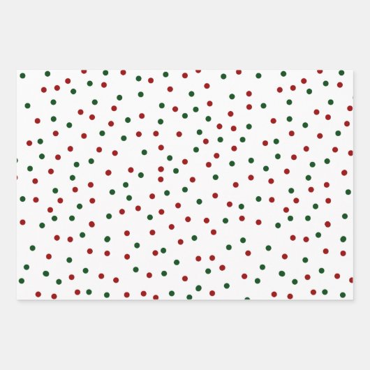 Green Red Confetti Polka Dot Merry kerst Inpakpapier Vel (Voorkant)