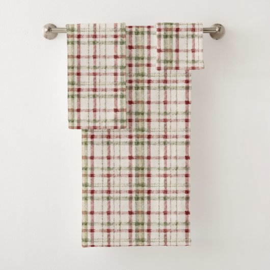 Green Red Cream Stripes  Bad Handdoek (Insitu)