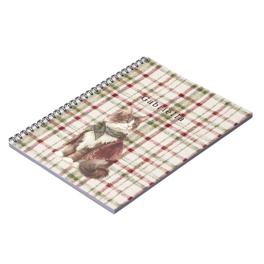 Green Red Cream Stripes Cat Notitieboek (Linkerzijde)