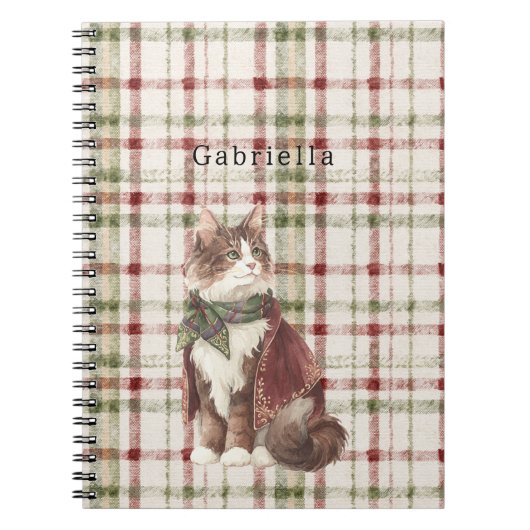 Green Red Cream Stripes Cat Notitieboek (Voorkant)