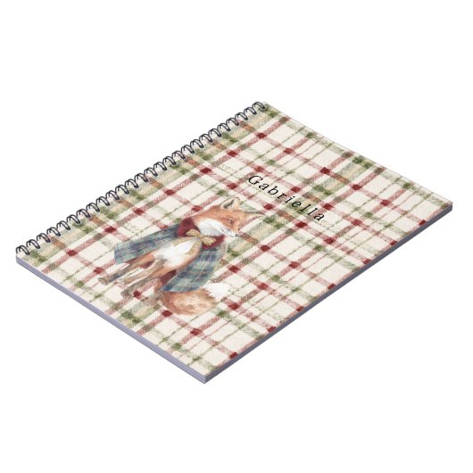 Green Red Cream Stripes Fox  Notitieboek (Linkerzijde)