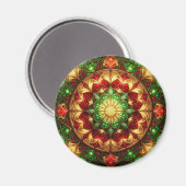 Green Red Decorative Christmas Holiday Magnet (Voorkant / Achterkant)