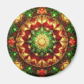 Green Red Decorative Christmas Holiday Magnet (Voorkant)