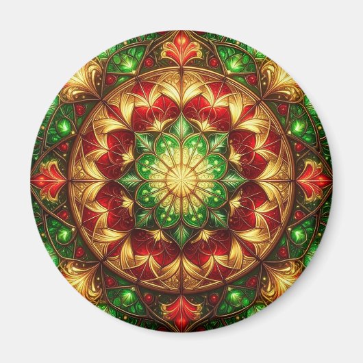 Green Red Decorative Christmas Holiday Magnet (Voorkant)