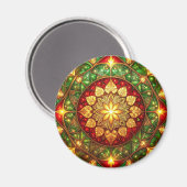 Green Red Decorative Christmas Holiday Magnet (Voorkant / Achterkant)