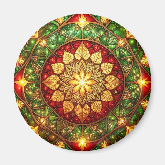 Green Red Decorative Christmas Holiday Magnet (Voorkant)