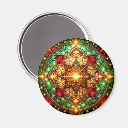 Green Red Decorative Christmas Holiday Magnet (Voorkant / Achterkant)
