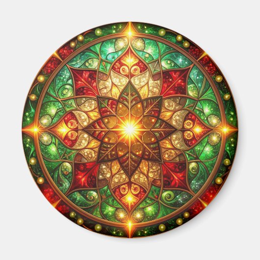 Green Red Decorative Christmas Holiday Magnet (Voorkant)