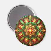 Green Red Decorative Christmas Holiday Magnet (Voorkant / Achterkant)