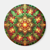 Green Red Decorative Christmas Holiday Magnet (Voorkant)