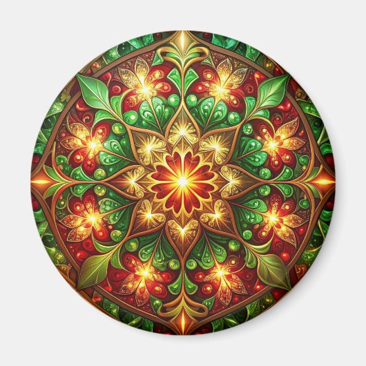 Green Red Decorative Christmas Holiday Magnet (Voorkant)