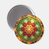 Green Red Decorative Christmas Holiday Magnet (Voorkant / Achterkant)