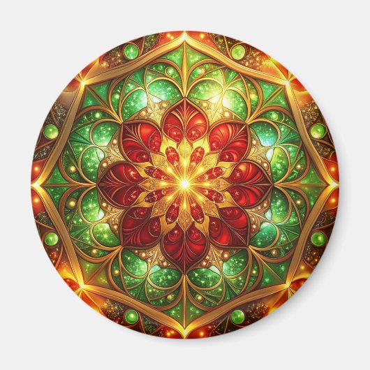 Green Red Decorative Christmas Holiday Magnet (Voorkant)
