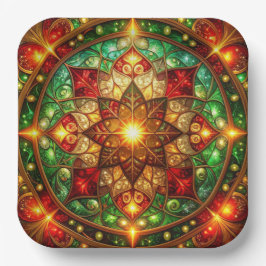 Green Red Decorative Christmas Holiday Paper Plate Papieren Bordje